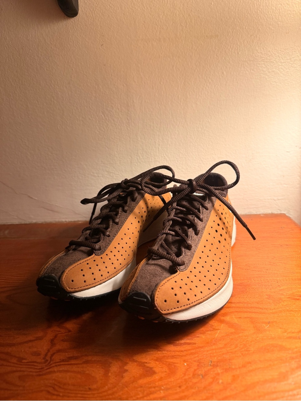 Nike Air Superfly Brown and Tan Perforated Lace-Up Sneakers
